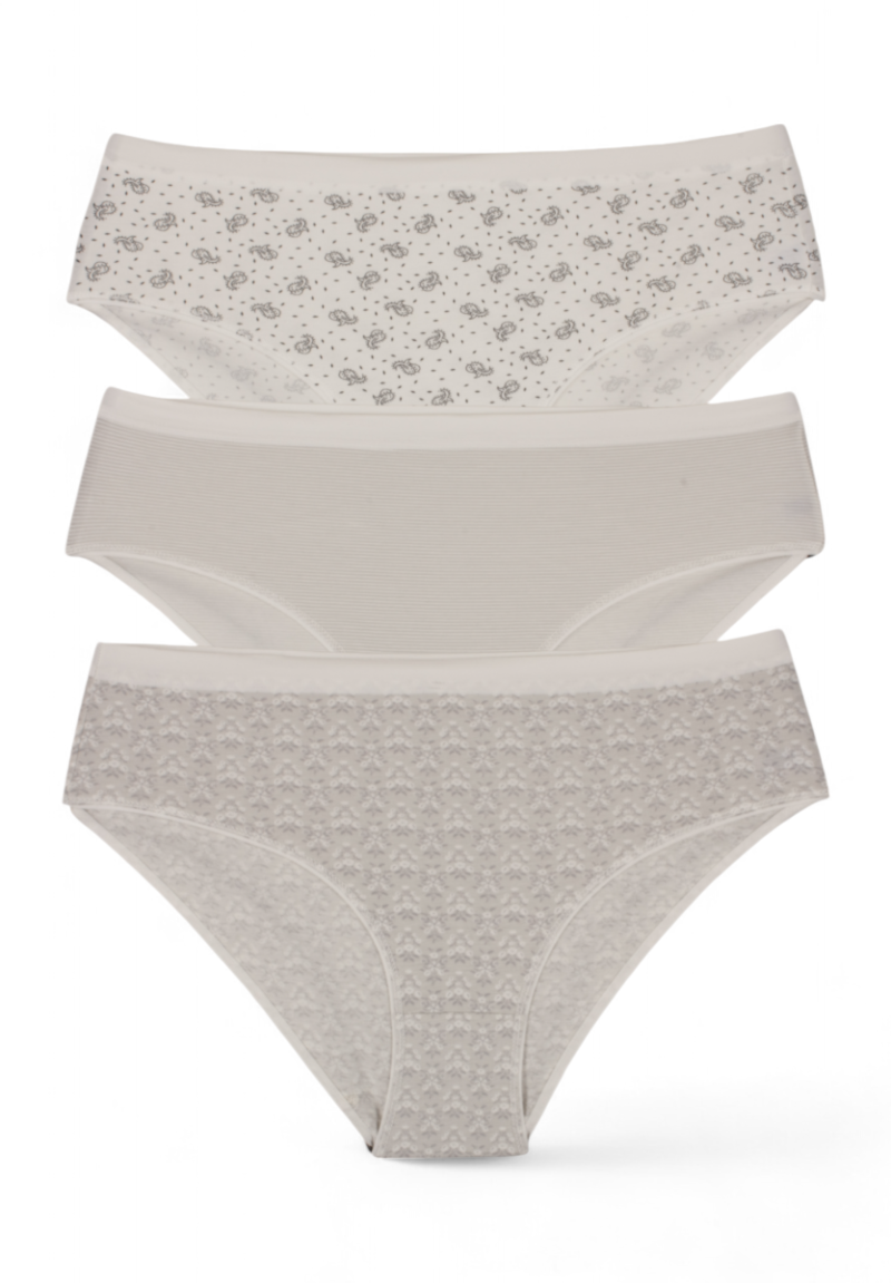 Σλιπ γυναικεία ψηλόμεσα με σχέδια Berrak 3 Τεμ.