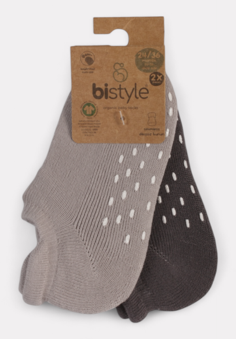Σοσόνι πετσετέ με αντιολισθητικές τάπες Bistyle 2 pack Grey-Antrhaki