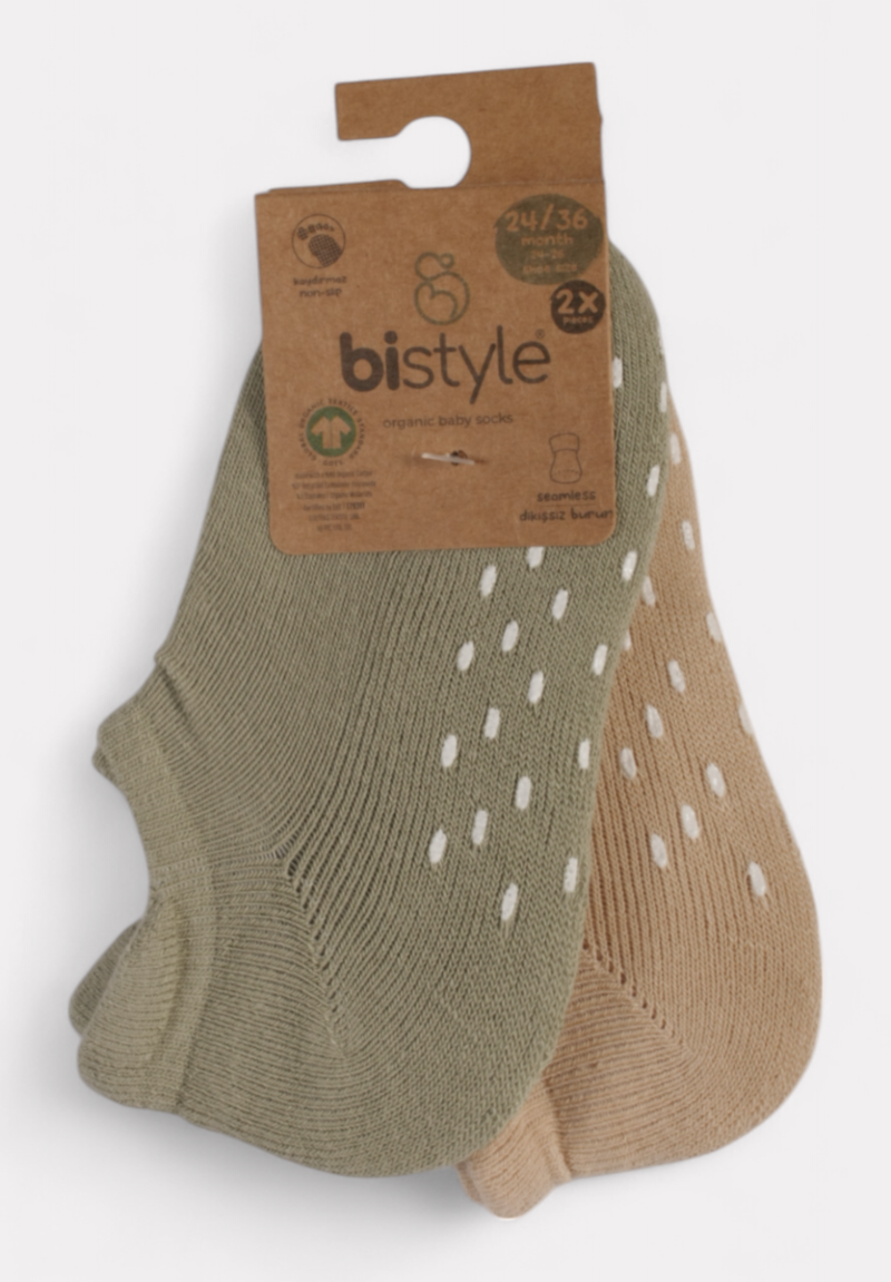 Σοσόνι πετσετέ με αντιολισθητικές τάπες Bistyle 2 pack Pistacio-Bej