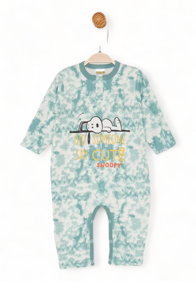 Βρεφικό φορμάκι Cimpa με μακρύ μανίκι και κουμπακια Snoopy Mint