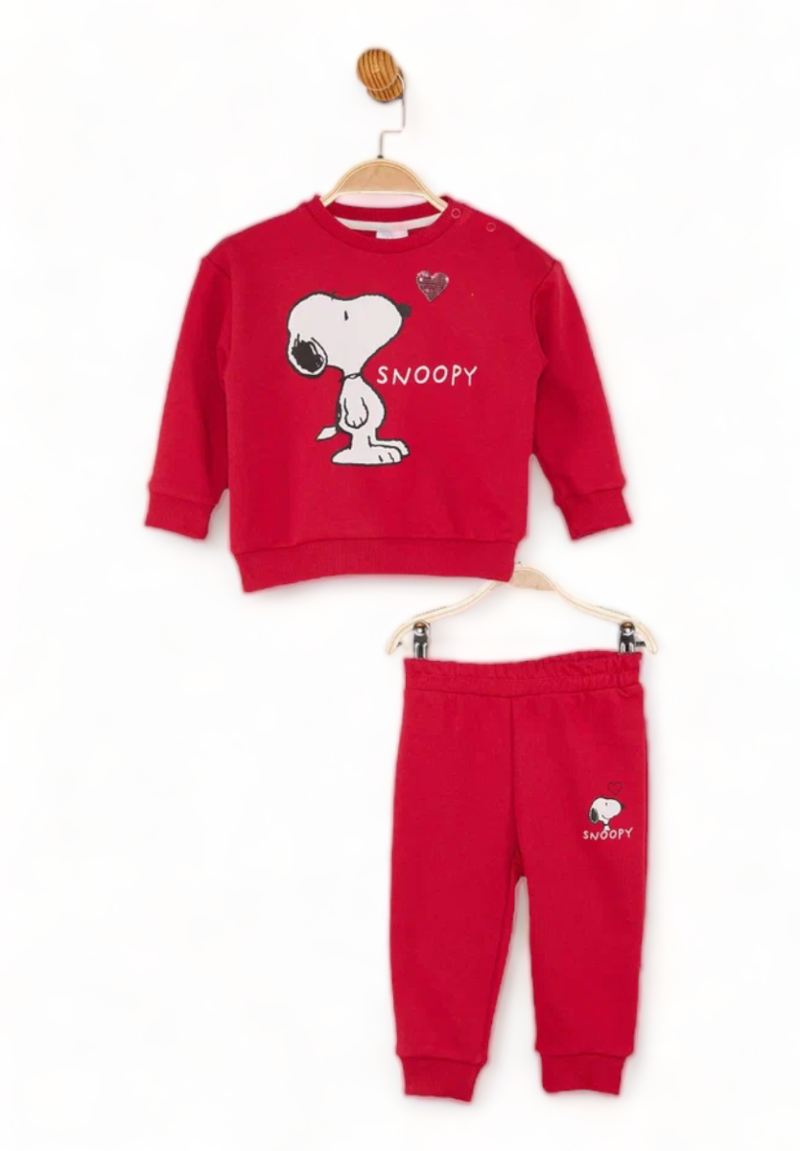 Βρεφικό σετ φόρμας για κορίτσι Cimpa με τον Snoopy Φουξια