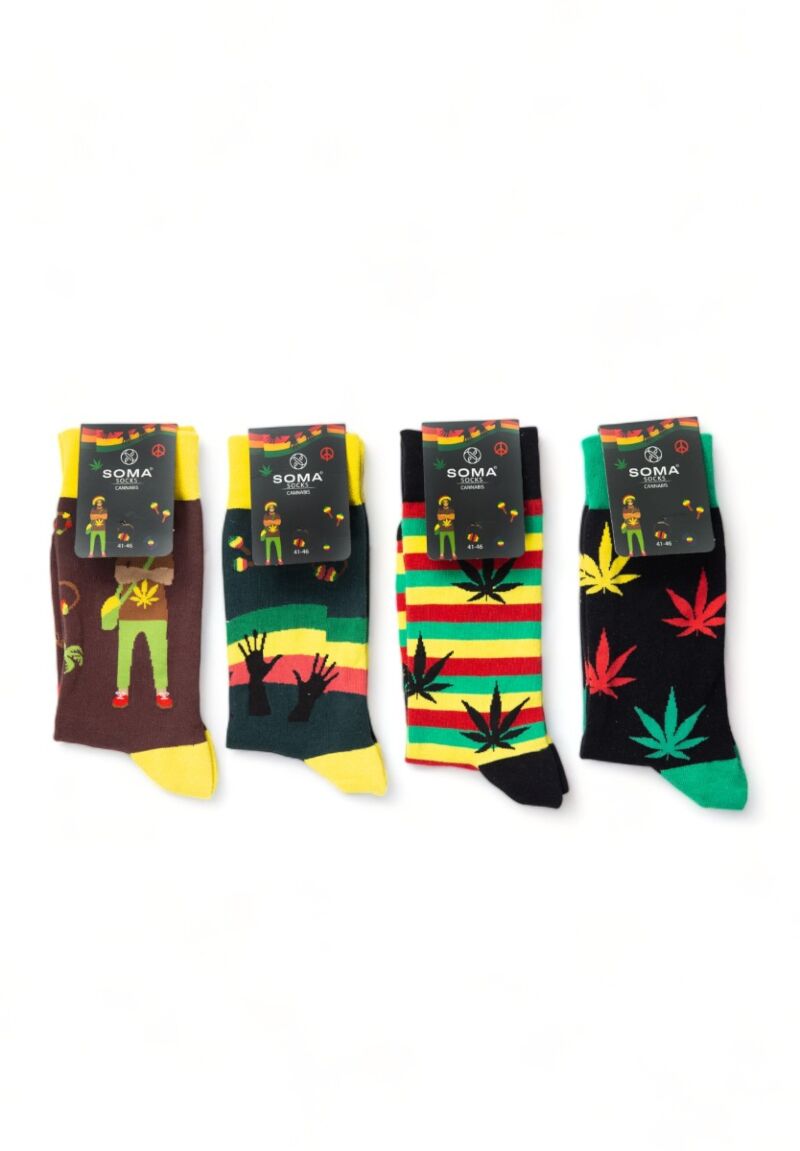 Κάλτσες ανδρικές βαμβακερές Soma Socks Cannabi σε κουτάκι 4 τεμαχίων