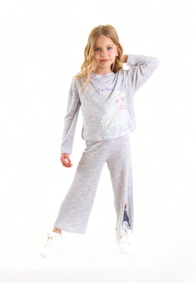 Φόρμα για κορίτσι Cimpa FROZEN με ύφασμα rib λιλά μελανζέ