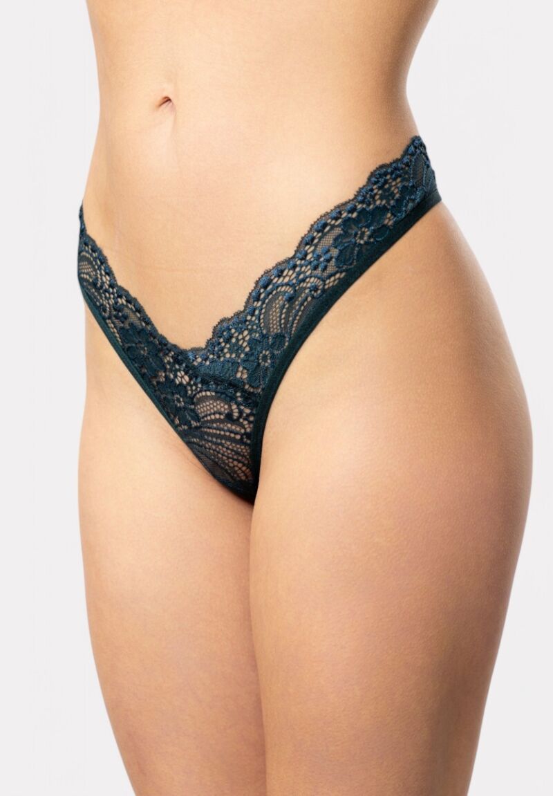 Στρινγκ Cottonhill με λεπτομέρεια κόσμημα Dark Green Elegance