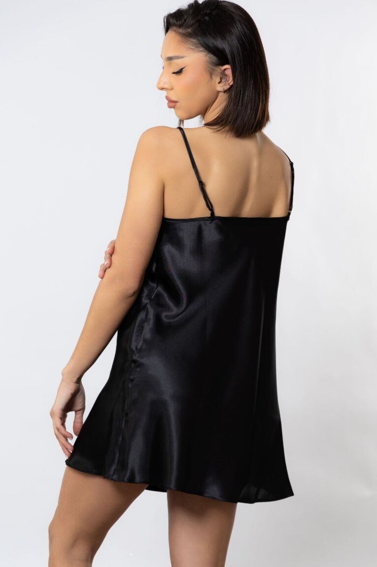 Νυχτικό σατέν Babydoll Cottonhill Lace Black