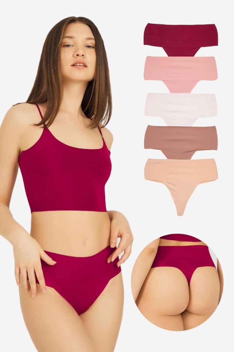 Στρινγκ ψηλόμεσο χωρίς ραφές Laser Cut 5 Τεμ.