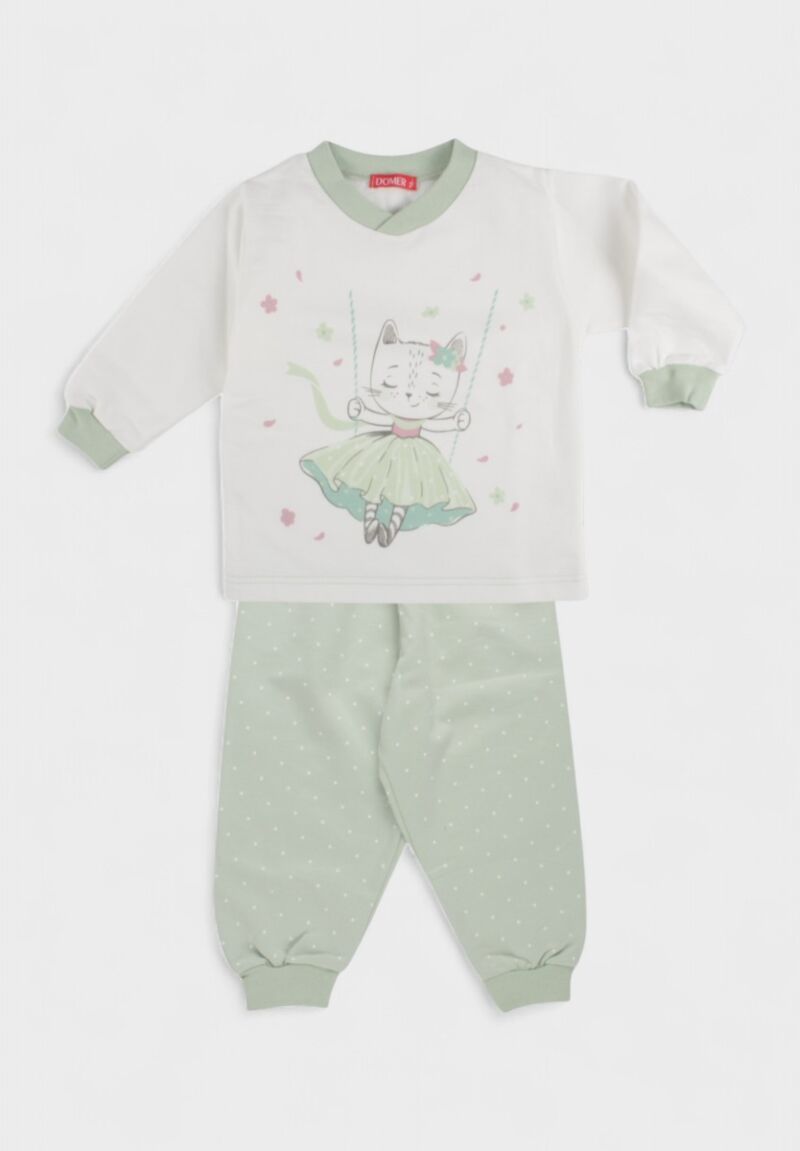 Πιτζάμα Βρεφική Βαμβακερή Φούτερ Χριστίνα Kitty 100% Βαμβάκι Βεραμάν