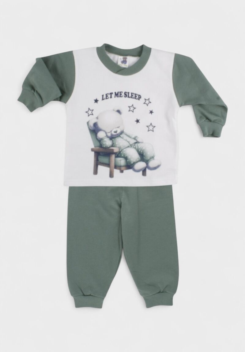 Πιτζάμα Βρεφική Βαμβακερή Φούτερ Χριστίνα Let Me Sleep 100% Βαμβάκι Λαδί