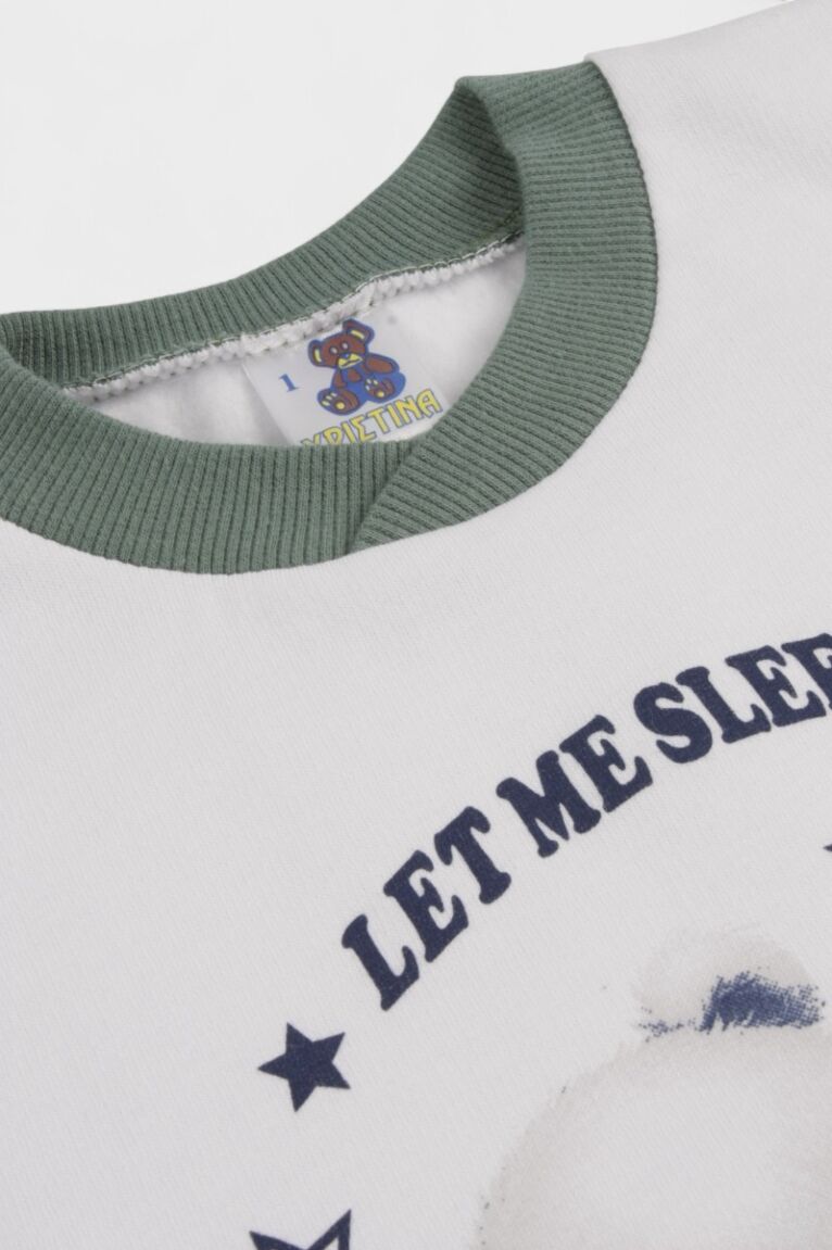 Πιτζάμα Βρεφική Βαμβακερή Φούτερ Χριστίνα Let Me Sleep 100% Βαμβάκι Λαδί