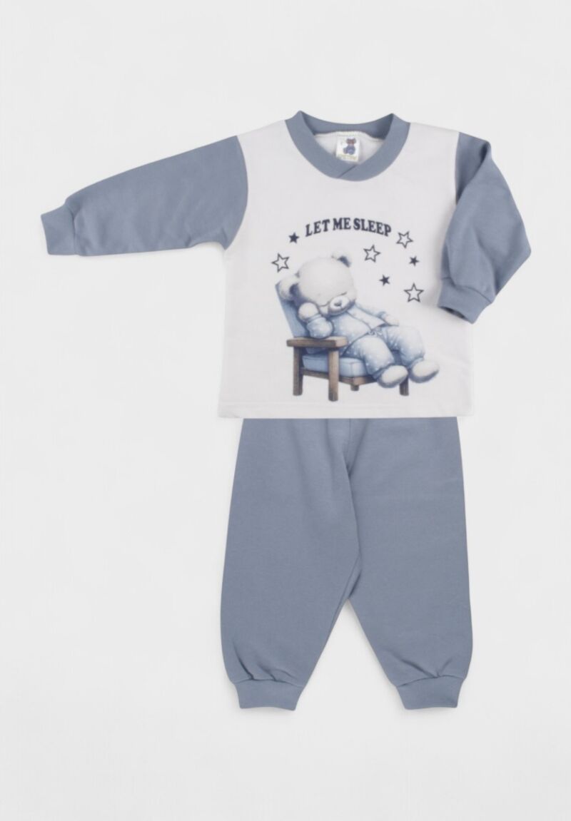 Πιτζάμα Βρεφική Βαμβακερή Φούτερ Χριστίνα Let Me Sleep 100% Βαμβάκι Σιέλ