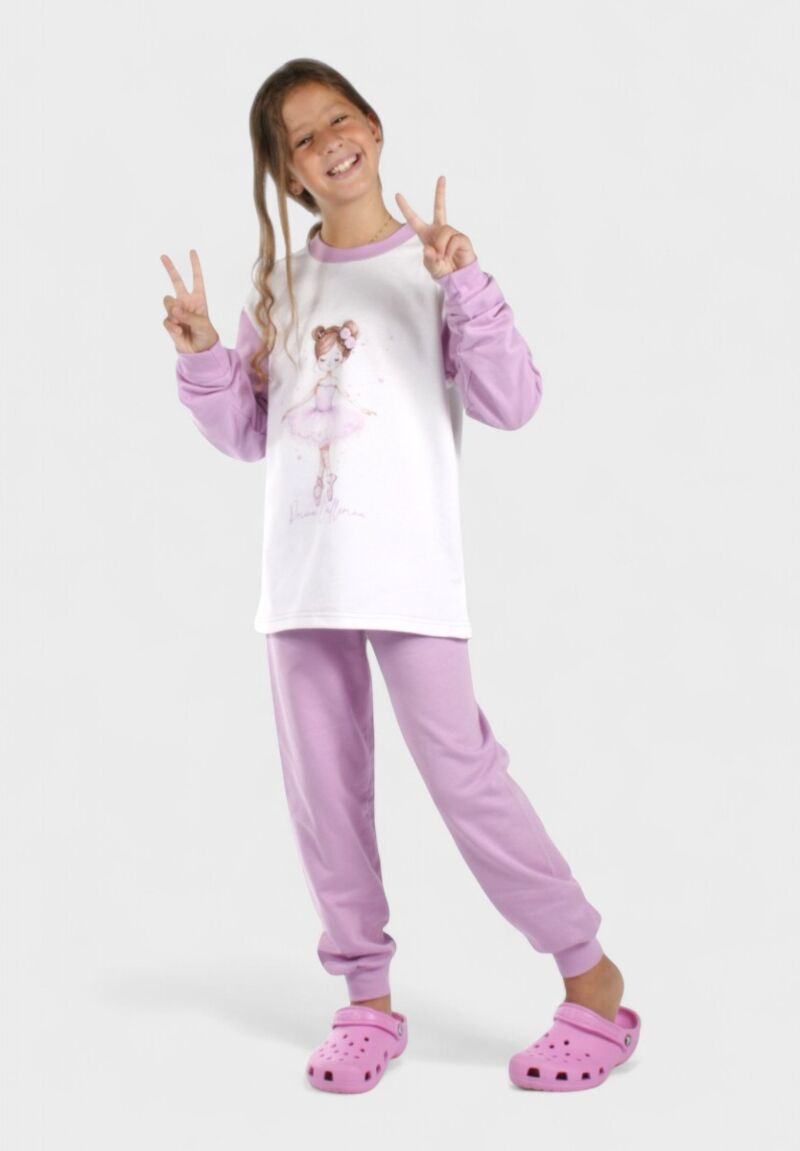 Παιδική Πιτζάμα Ballerina Λιλά Χριστίνα | 100% Βαμβακερή