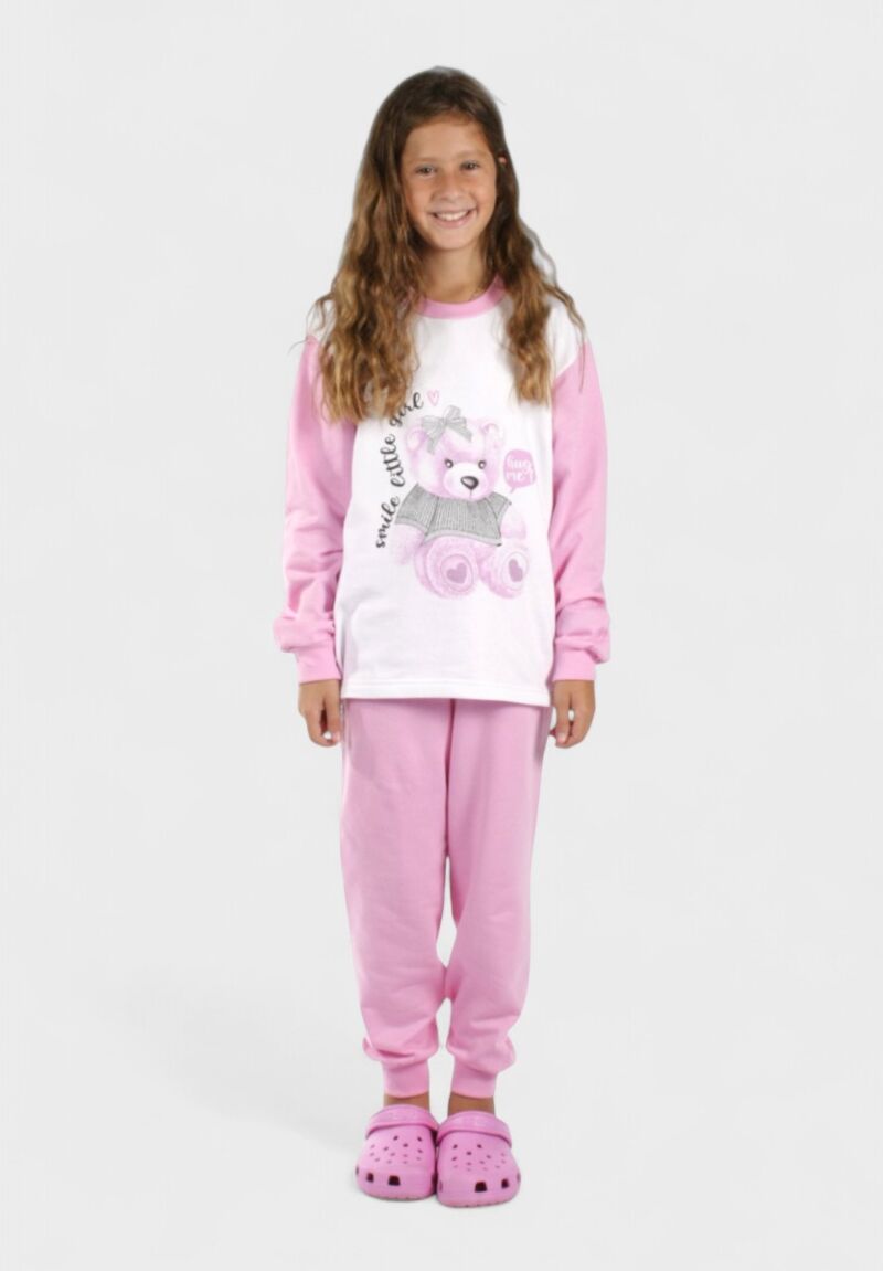 Παιδική Πιτζάμα Κορίτσι Hug Me Ροζ Χριστίνα | 100% Βαμβάκι