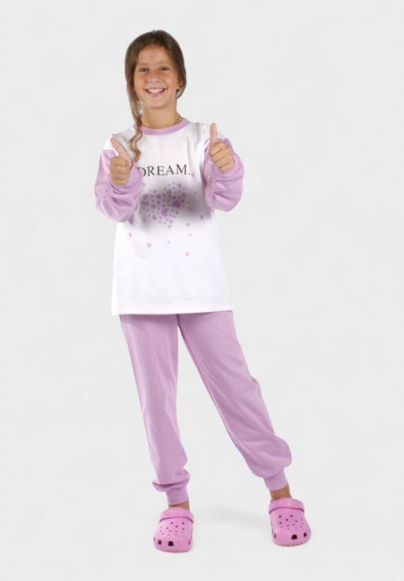 Πιτζάμα για κορίτσι εφηβική φούτερ Dream Λιλά | Χριστίνα