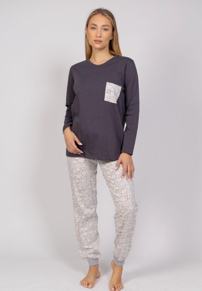 Πιτζάμα γυναικεία Bunnies Grey Cherry
