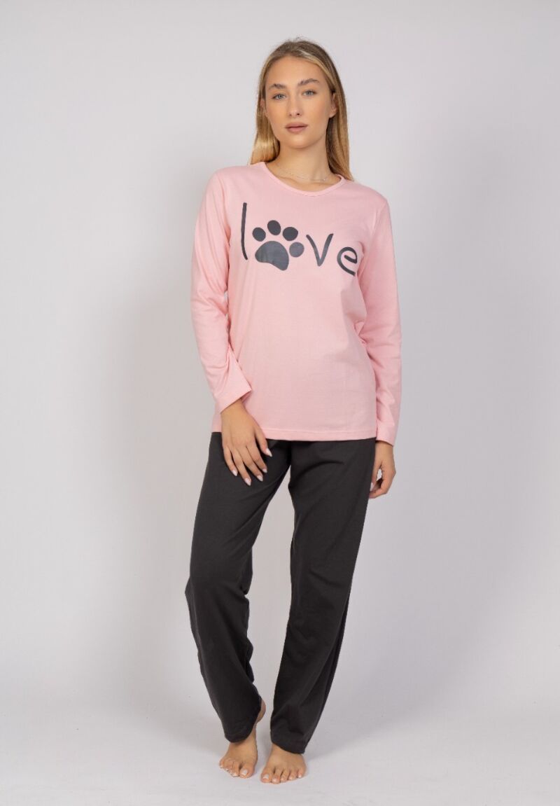 Πιτζάμα γυναικεία Love Paw Cherry