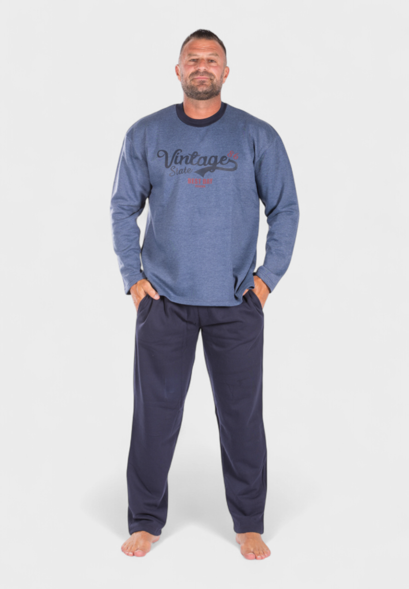 Πιτζάμα ανδρική φούτερ Collection Vintage Blue