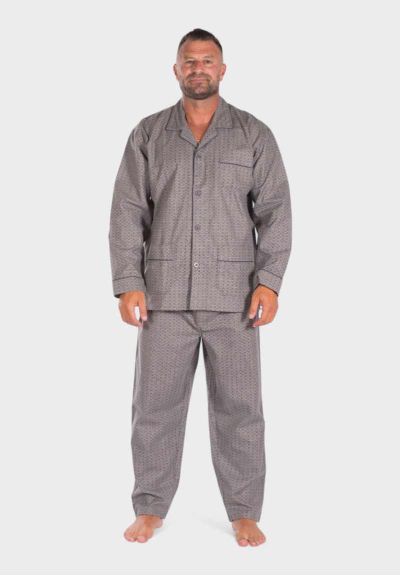 Πιτζάμα ανδρική κλασική με κουμπιά και τσέπες ανθρακί Collection
