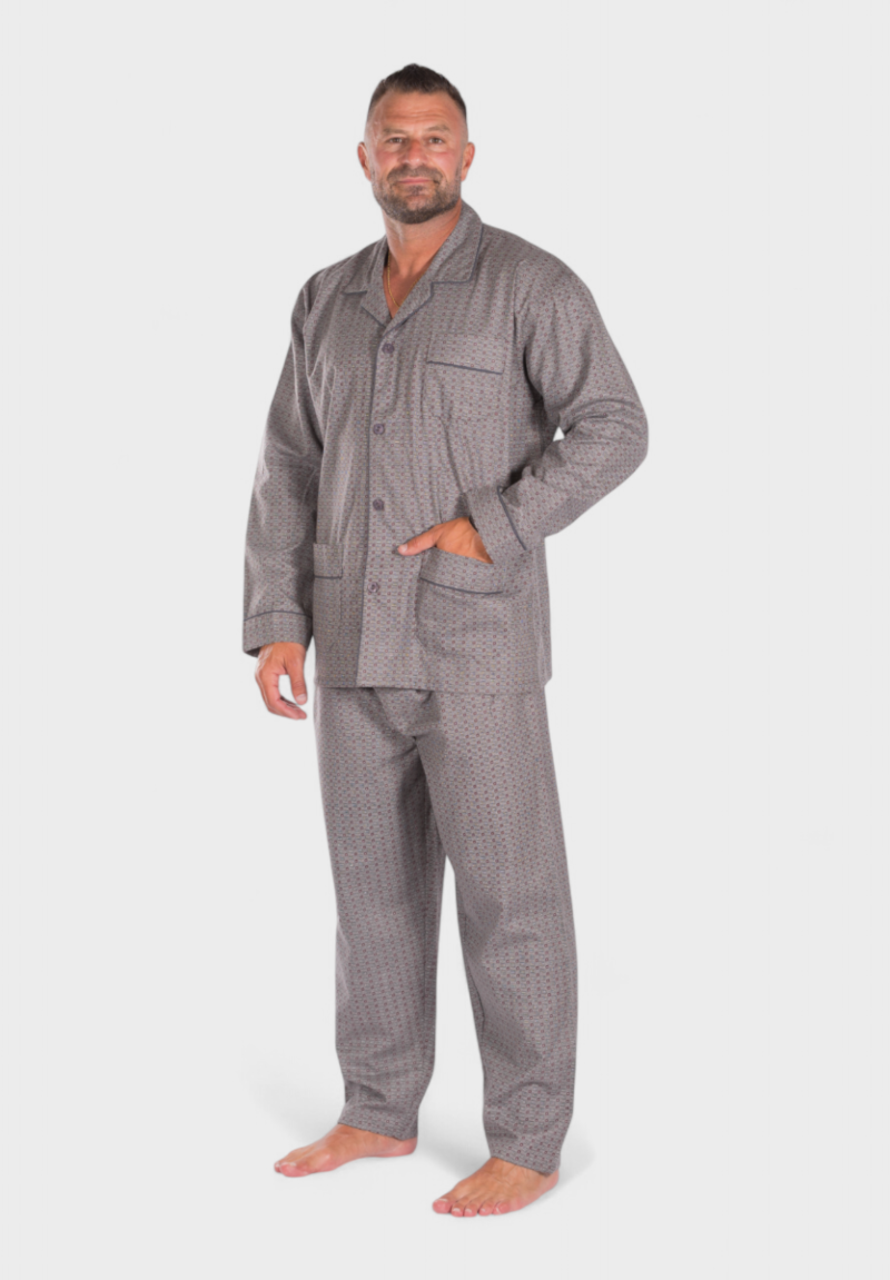 Πιτζάμα ανδρική κλασική με κουμπιά και τσέπες ανθρακί Collection