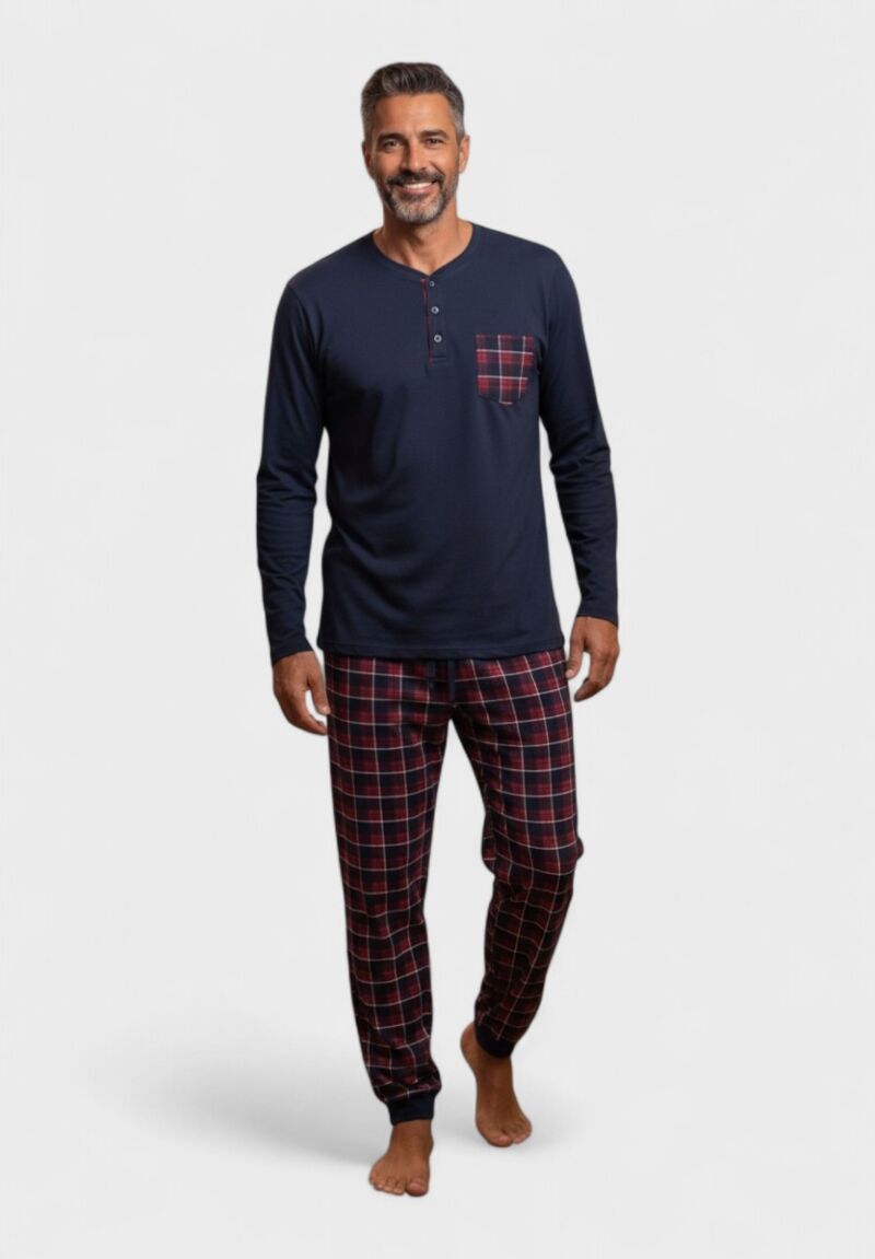 Ανδρική Βαμβακερή Πιτζάμα Interlock Collection Checkmate Comfort 