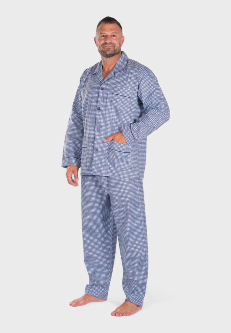 Πιτζάμα ανδρική κλασική με κουμπιά και τσέπες γαλάζιο Collection