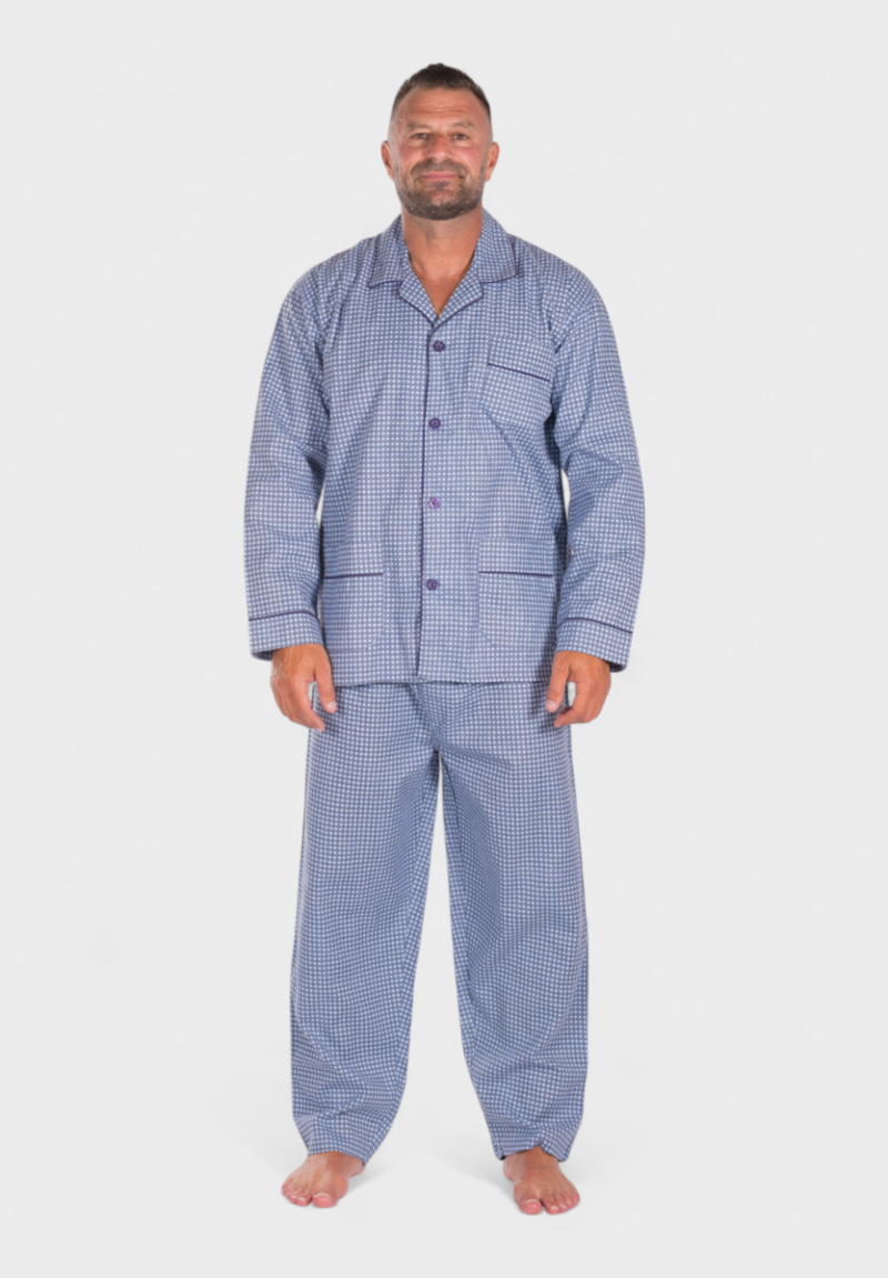 Πιτζάμα ανδρική κλασική με κουμπιά και τσέπες γαλάζιο Collection