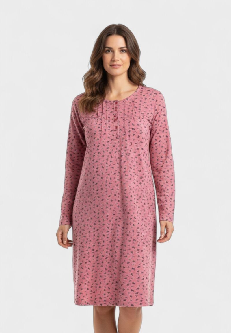 Νυχτικό Γυναικείο Collection Φούτερ Ροζ με Κουμπάκια