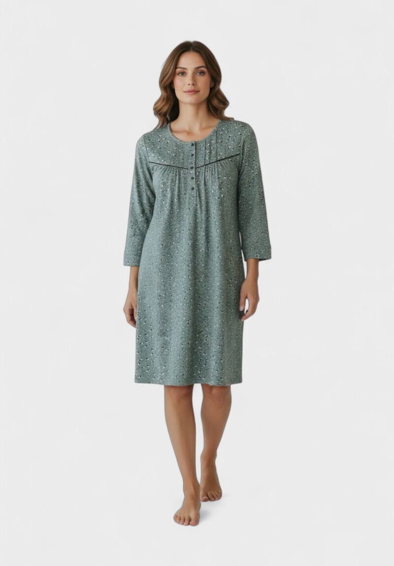 Νυχτικό Γυναικείο Collection Φούτερ Πράσινο με Κουμπάκια