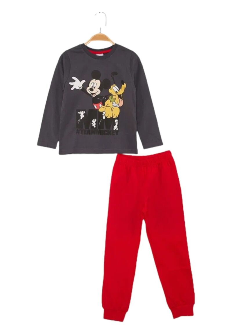 Πιτζάμα για αγόρι βαμβακερή Cimpa Disney Mickey & Pluto ανθρακί