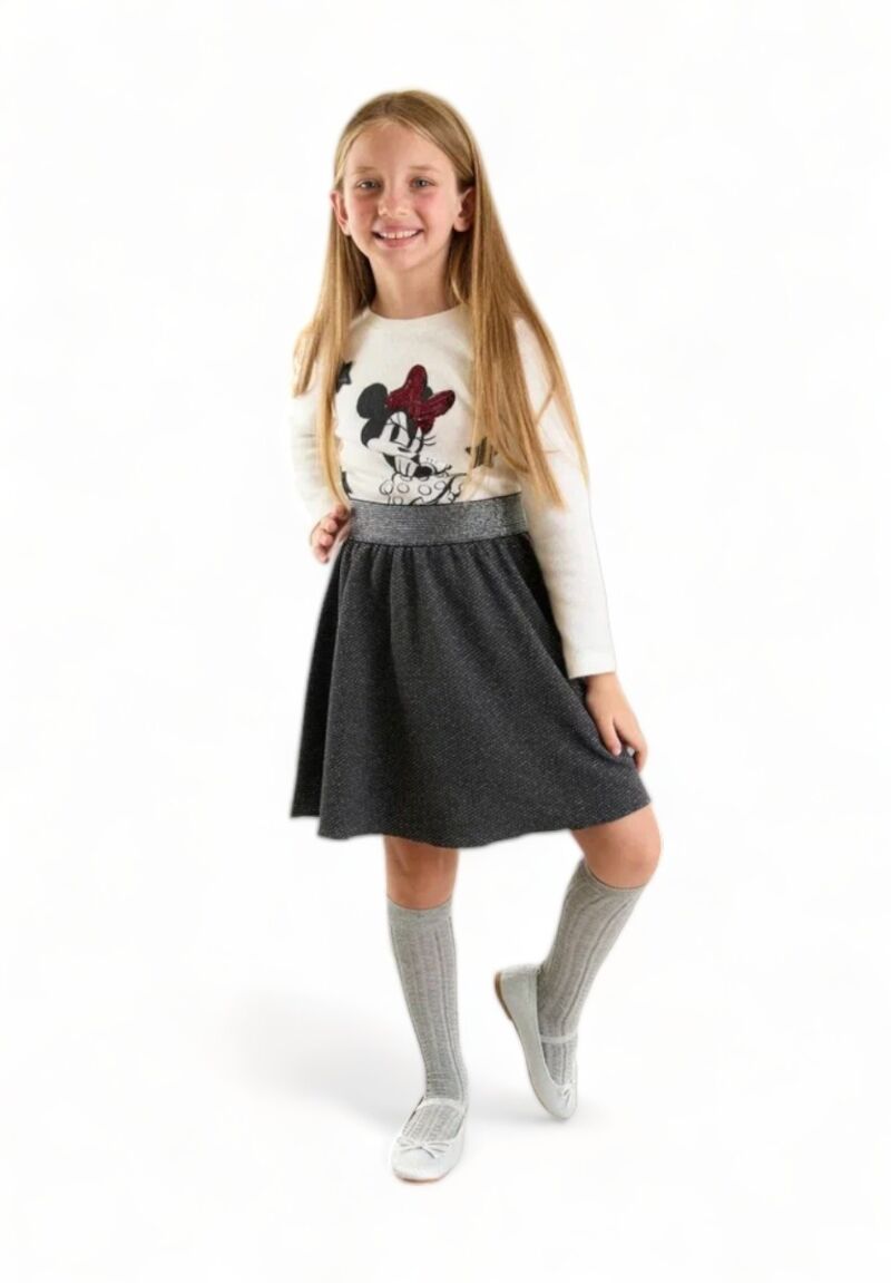 Σετ για κορίτσι Cimpa Minnie Mouse με λούρεξ φούστα και καλσόν