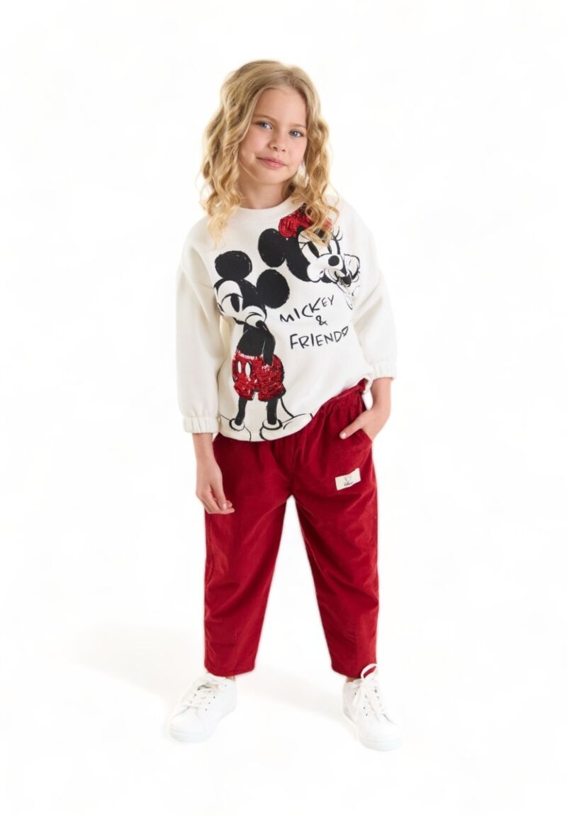 Σετ για κορίτσι Cimpa Minnie Mouse με φούτερ μπλούζα και κοτλέ παντελόνι