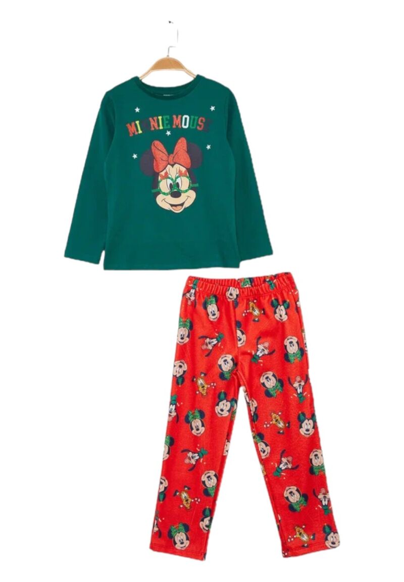 Πιτζάμα για κορίτσι βαμβακερή Cimpa Disney Minnie Mouse Christmas Πράσινη