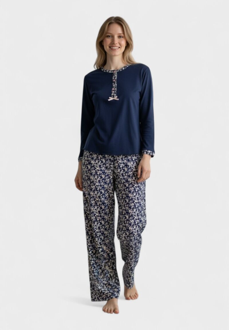 Γυναικεία Πιτζάμα Βαμβακερή Collection Navy Blossom