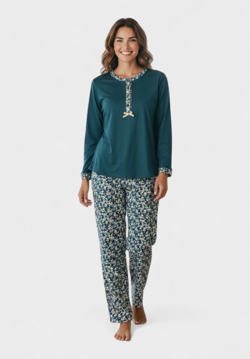 Γυναικεία Πιτζάμα Βαμβακερή Collection Floral Green