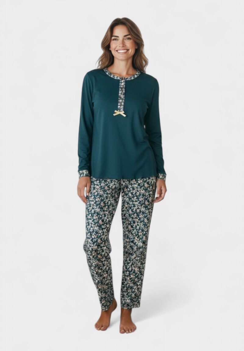 Γυναικεία Πιτζάμα Βαμβακερή Collection Floral Green
