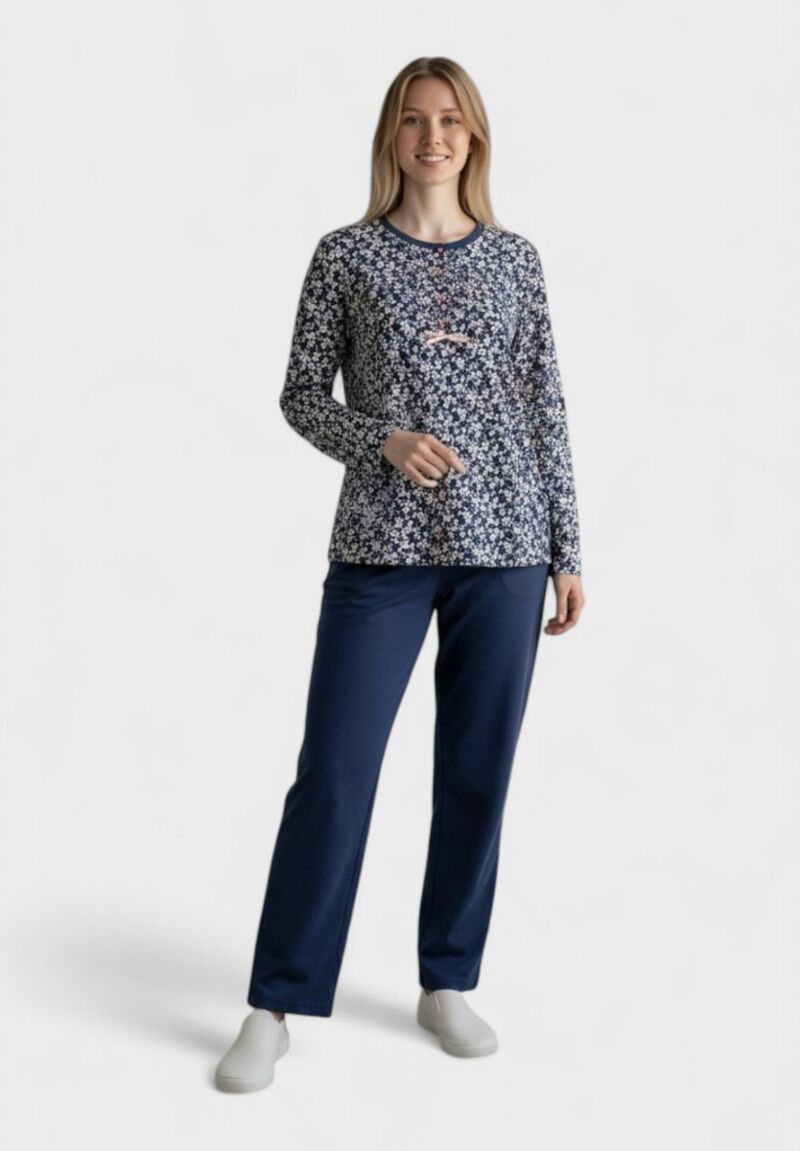 Γυναικεία Πιτζάμα Βαμβακερή Collection Floral Navy