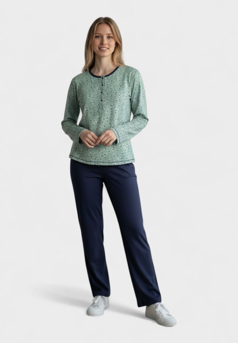 Γυναικεία Πιτζάμα Φούτερ Collection Cozy Mint Blossom