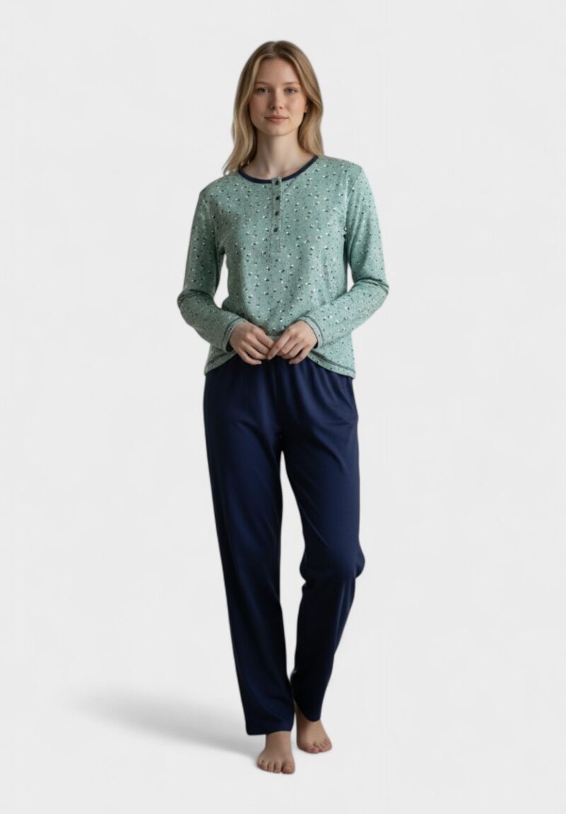 Γυναικεία Πιτζάμα Φούτερ Collection Cozy Mint Blossom