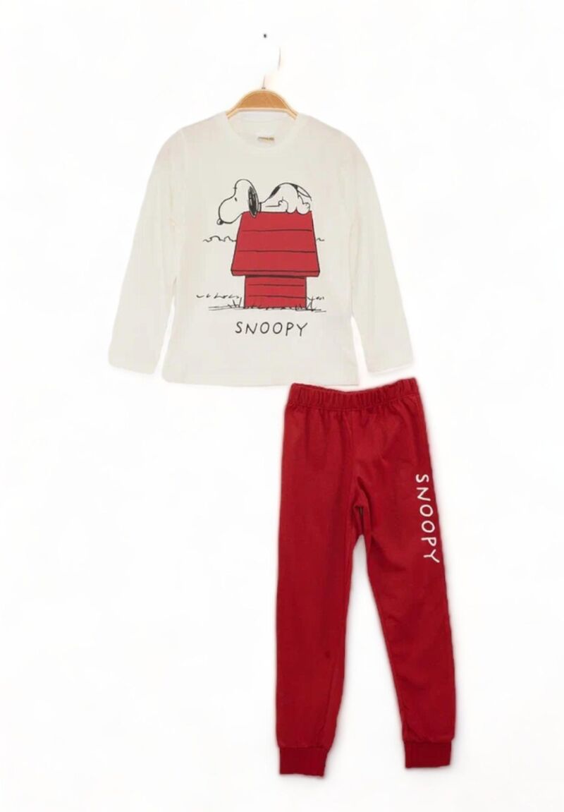 Πιτζάμα για κορίτσι βαμβακερή Cimpa Snoopy Μπορντό