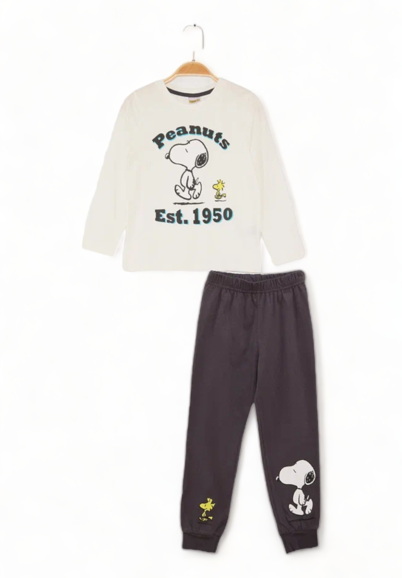 Παιδικο Σετ για Αγόρι Homewear Cimpa Snoopy Εκρου Γκρι