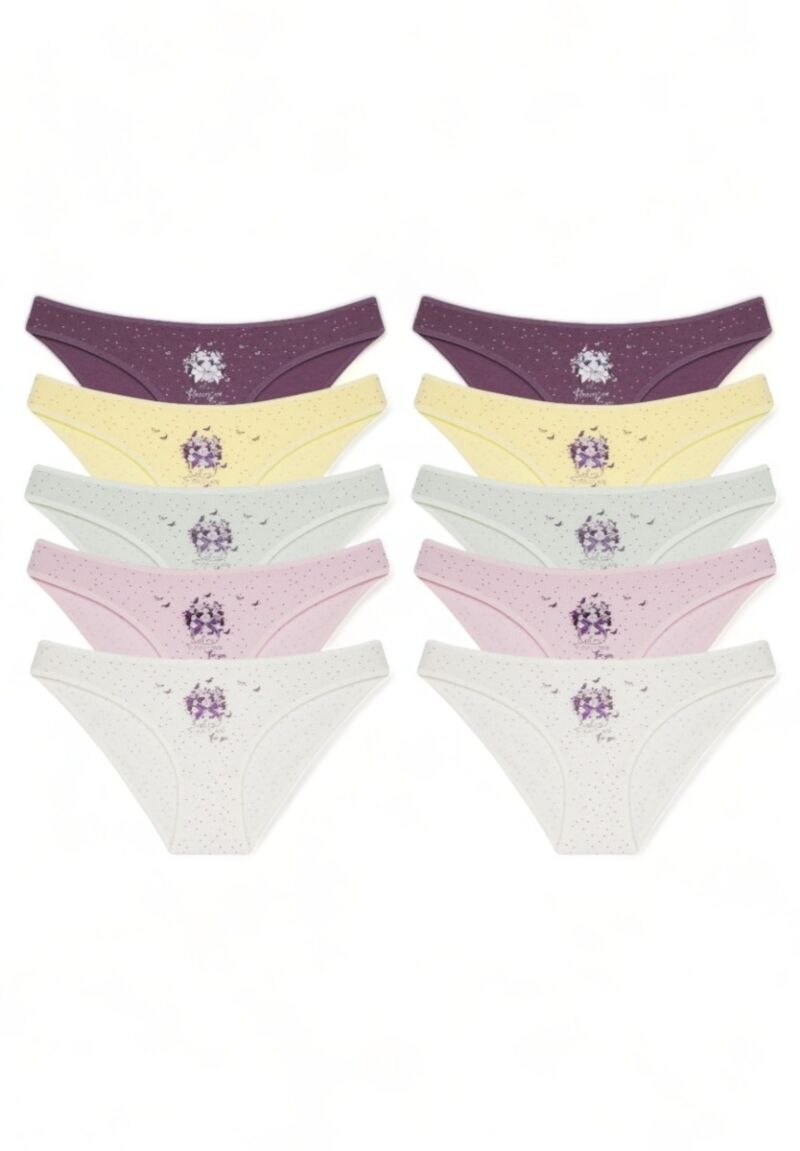 Σλιπ γυναικεία βαμβακερά Donella Flowers σε οικονομική συσκευασία 10 τεμαχίων