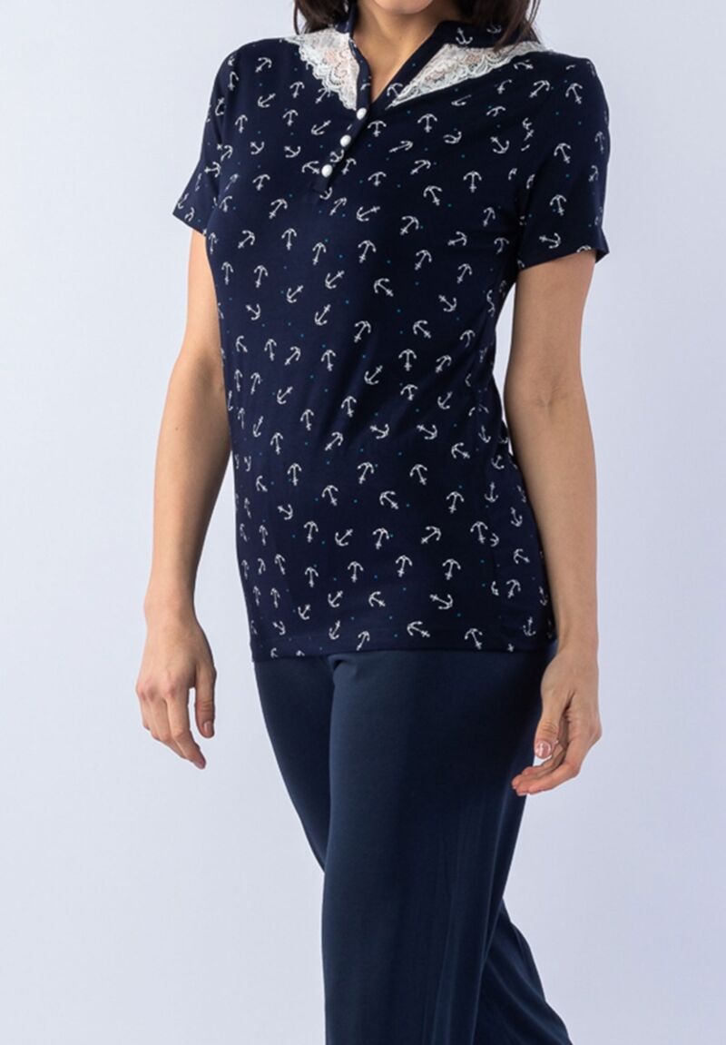 Πιτζάμα γυναικεία κοντομάνικη Modal Navy