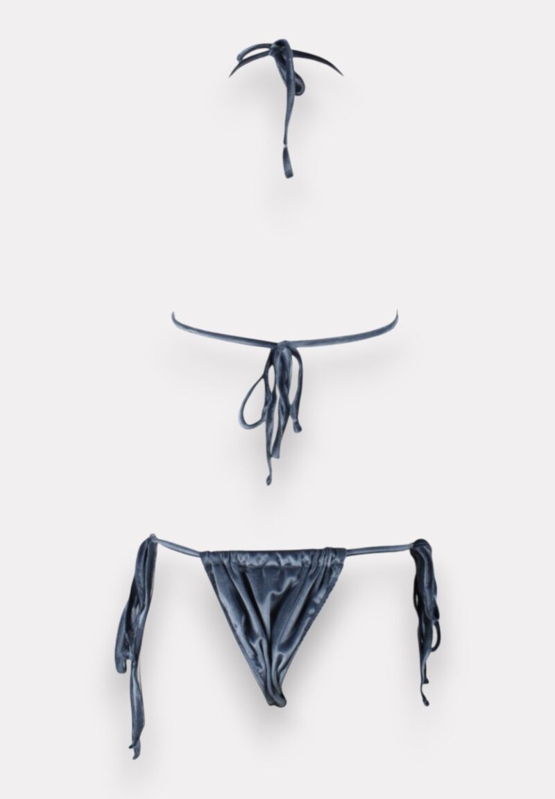 Μαγιό γυναικείο Bikini Set με Διπλό Δέσιμο & Brazil Κόψιμο Blue Anthracite