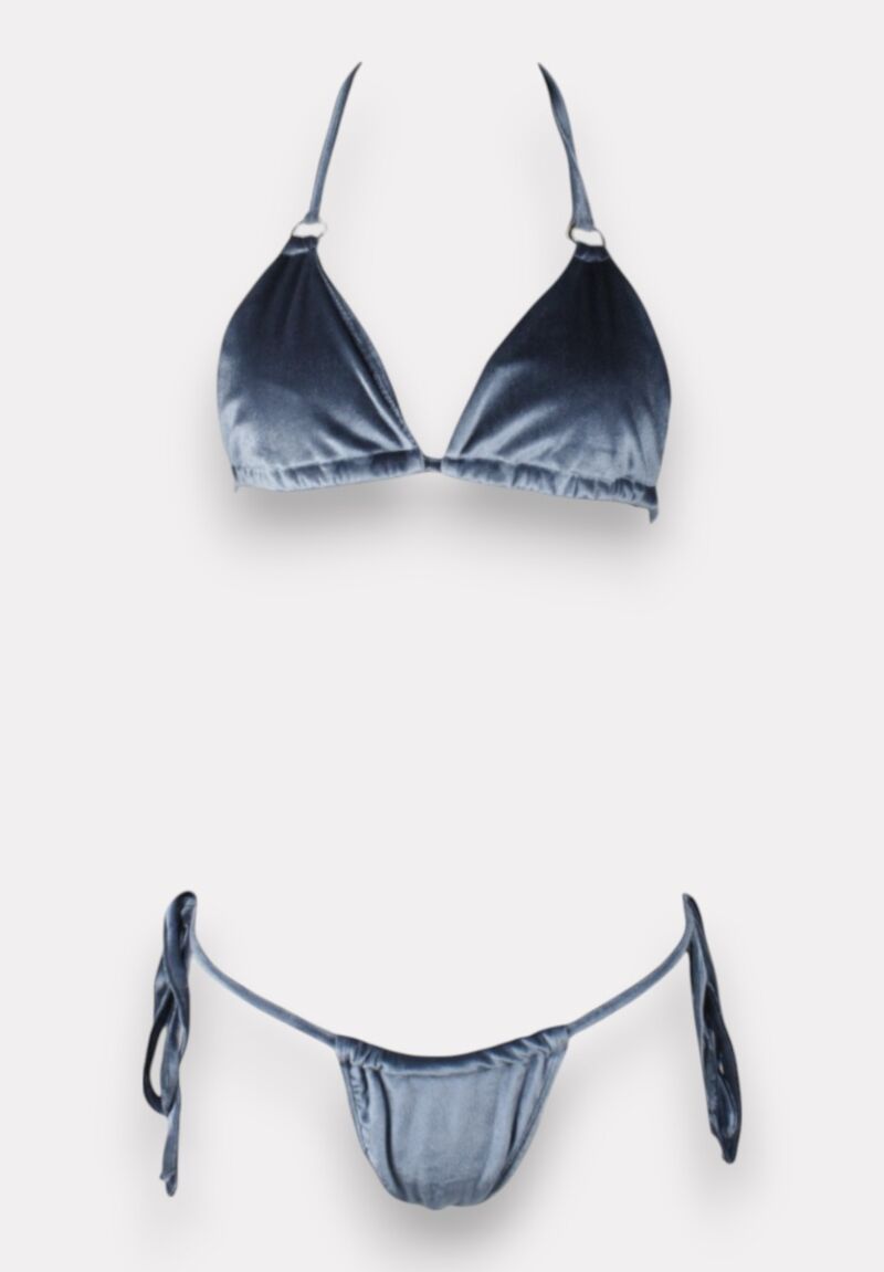 Μαγιό γυναικείο Bikini Set με Διπλό Δέσιμο & Brazil Κόψιμο Blue Anthracite