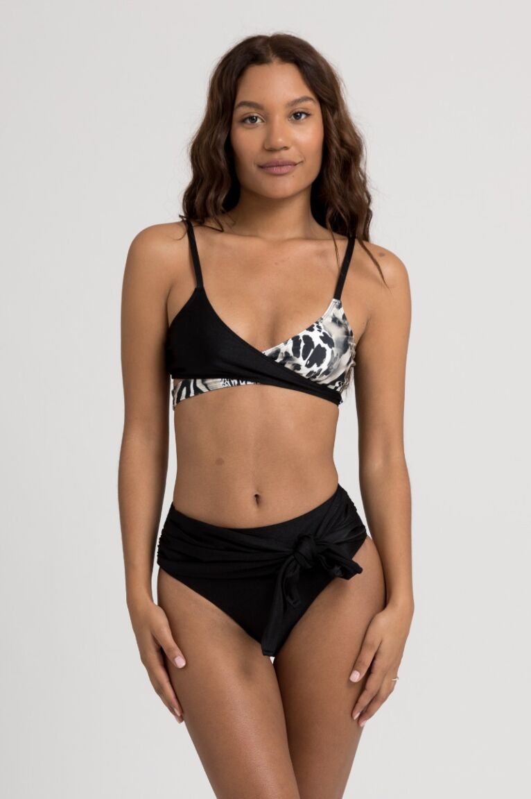 Σετ Μαγιό γυναικείο Bikini Ψηλόμεσο Black Animal Print