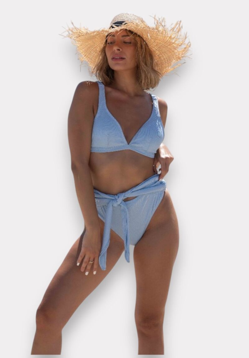 Μαγιό γυναικείο Bikini Set – Τριγωνικό Top & Ψηλόμεσο Light Blue