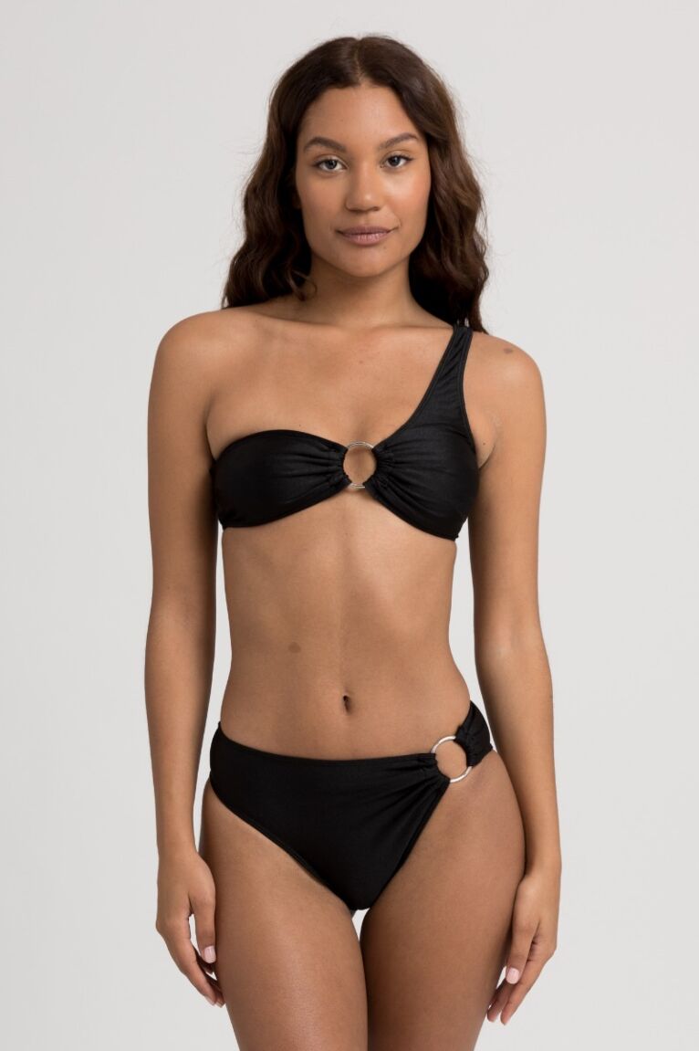 Μαγιό γυναικείο Bikini One Shoulder με Κρίκους Black