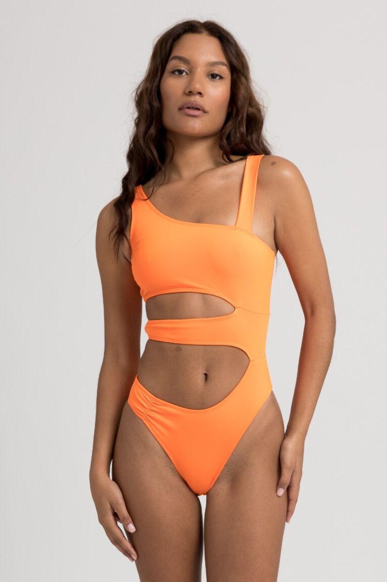 Μαγιό γυναικείο ολόσωμο με πλαϊνά ανοίγματα Modern Orange