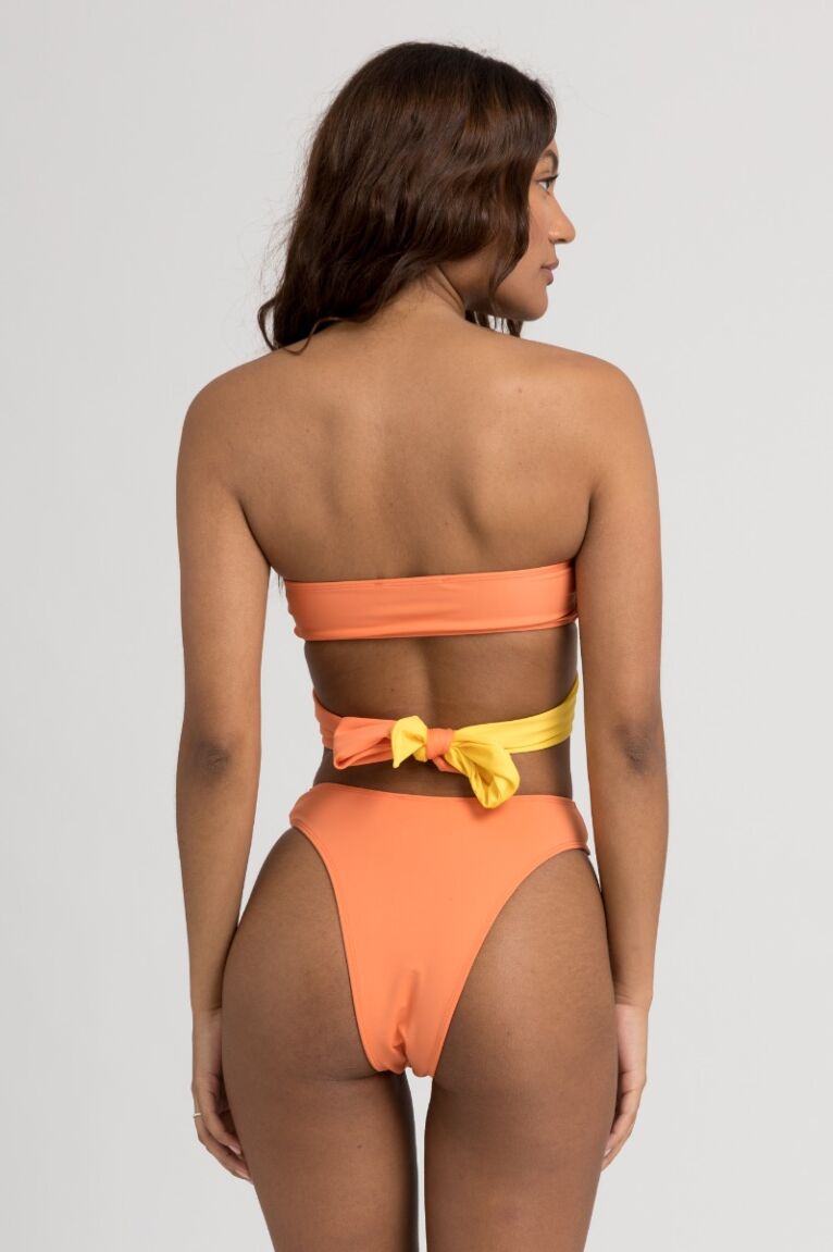 Μαγιό γυναικείο Bikini Strapless με Κρίκο & Brazil Orange & Yellow
