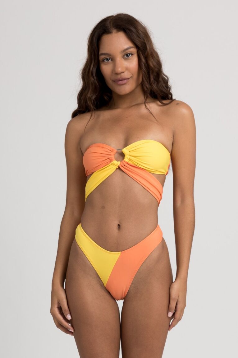 Μαγιό γυναικείο Bikini Strapless με Κρίκο & Brazil Orange & Yellow