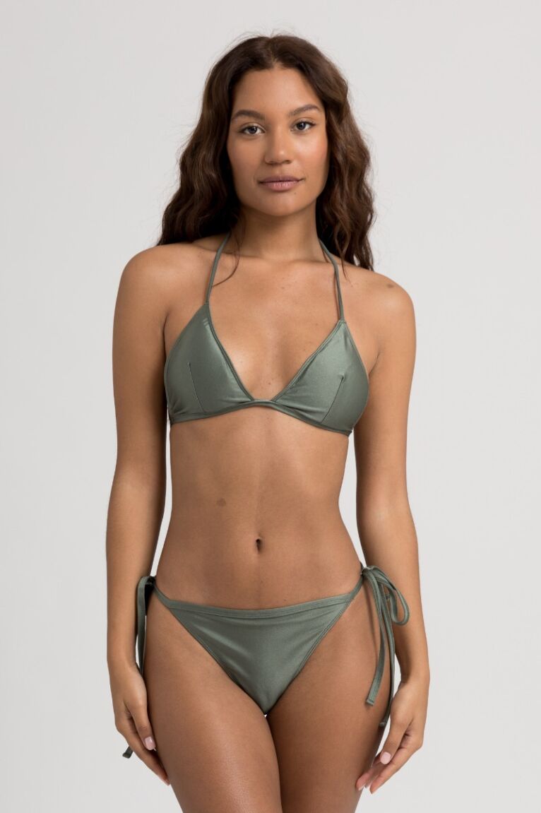 Μαγιό γυναικείο Bikini Τριγωνάκι με Κορδονάκια Olive